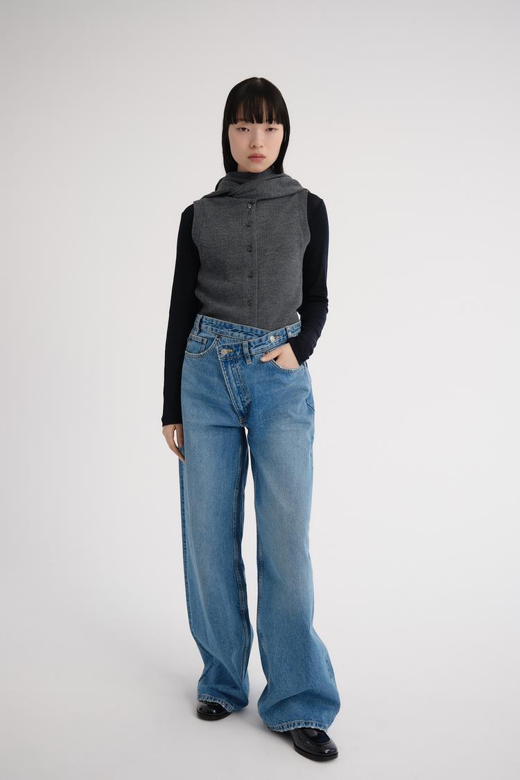 スカーフ付きボタンベスト - グレーマール | ZARA Japan / 日本