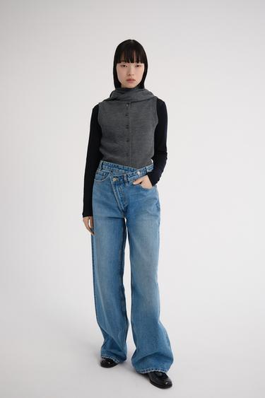 WAISTCOAT WITH SCARF AND BUTTONS - Grey marl by Zara - Image 0