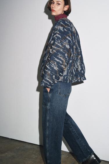 BEADED DENIM-EFFECT QUILTED KIMONO - Blue by Zara - Image 8