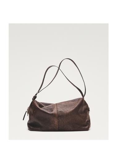 Bolso satchel grande piel napa - Marrón de Zara