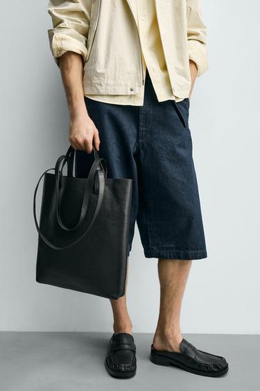LEATHER TOTE BAG - Black by Zara - Image 2