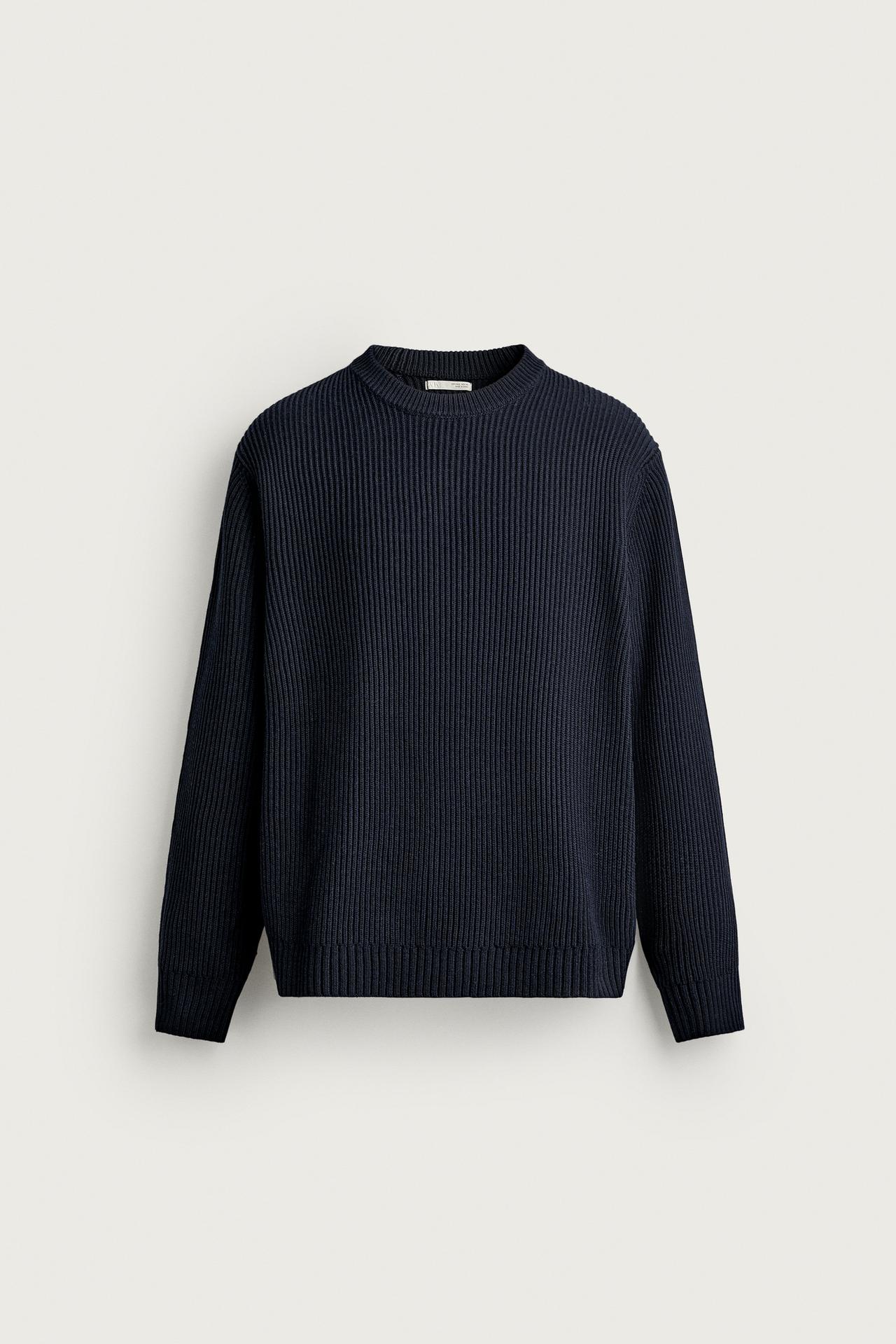 STRUCTURED REGULAR FIT SWEATER — Dark navy
