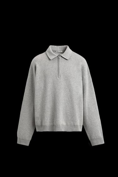 STRICK-POLOSHIRT MIT REISSVERSCHLUSS - Grau meliert von Zara - Bild 0
