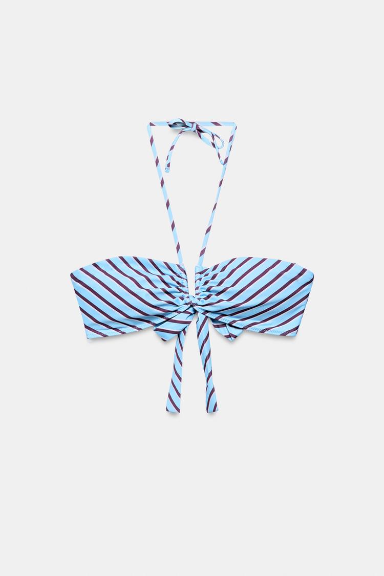 STRIPED BANDEAU BIKINI TOP