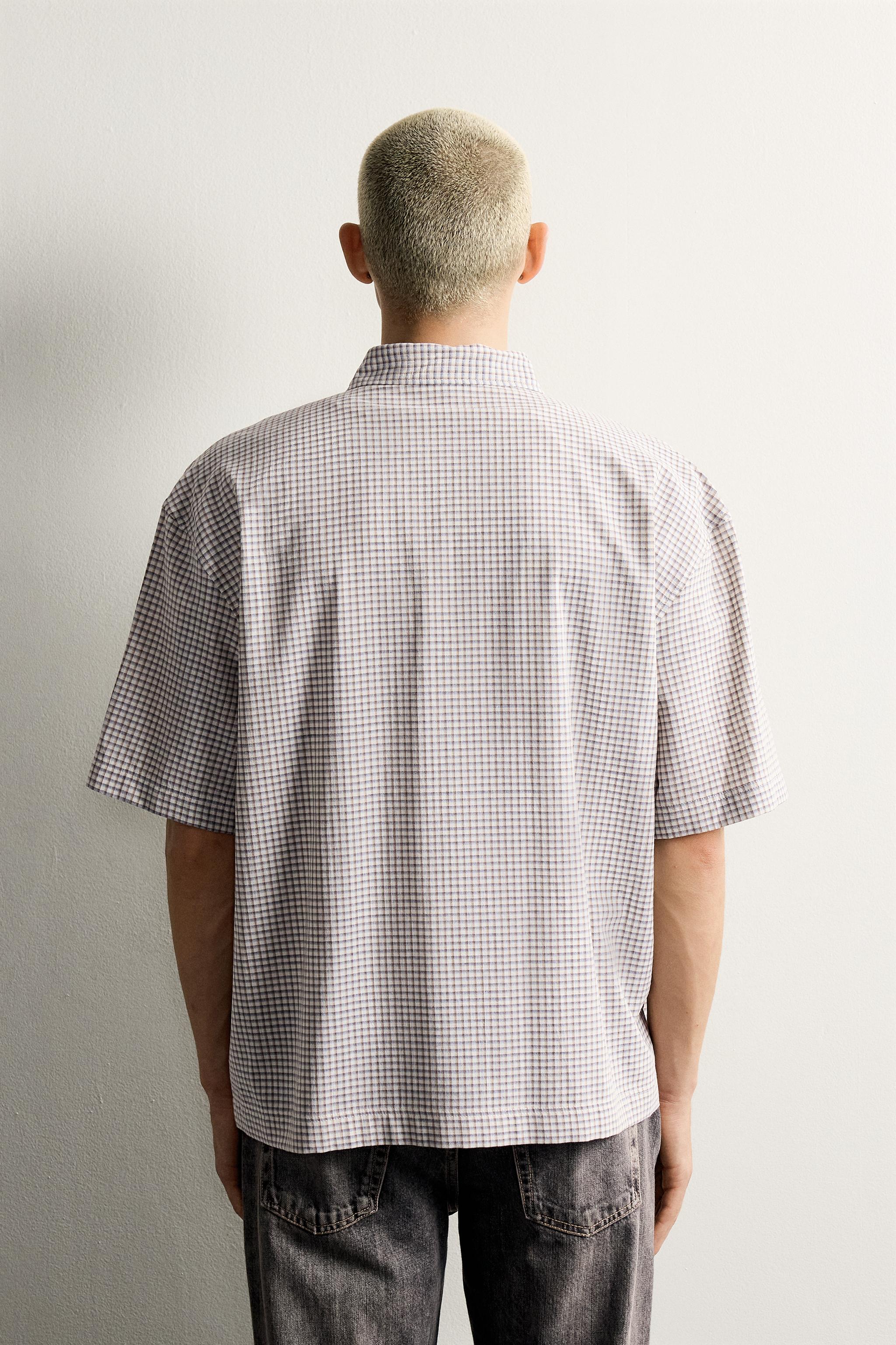 CHEMISE RELAXED FIT À CARREAUX ET INSCRIPTION