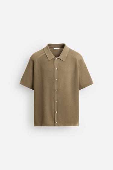RELAXED FIT KNIT SHIRT - Dark beige by Zara