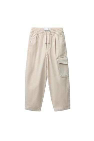 PANTALÓN CARGO - Crema de Zara