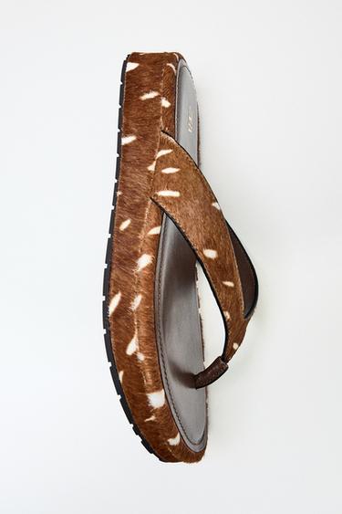PRINTED LEATHER SANDALS - Multicoloured by Zara