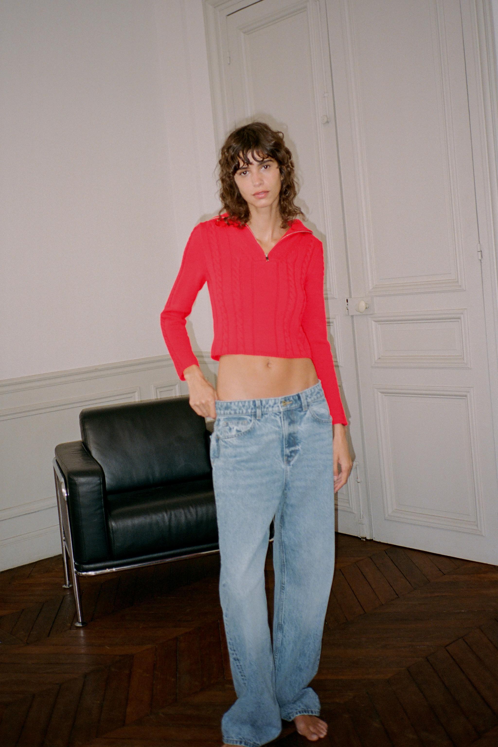 Jeans brodés fleurs zara hot sale