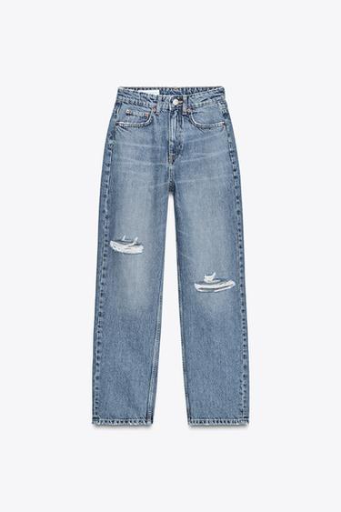 TRF RIPPED HIGH-WAIST MOM JEANS - Navy blue by Zara - Image 6