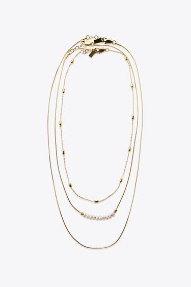 3-PACK OF WATERPROOF CHAIN AND PEARL NECKLACES - Golden by Zara