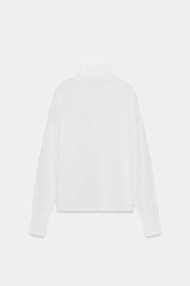 PULL EN MAILLE EXTRAFINE À COL MONTANT - Blanc de Zara - Image 2