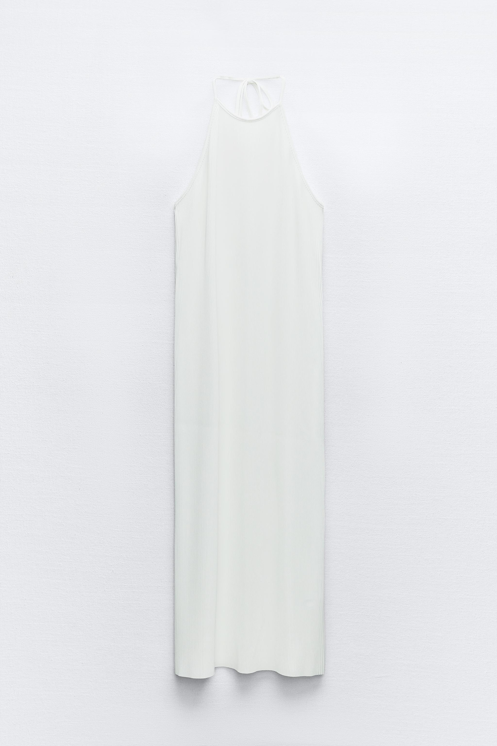 Stradivarius cross neck halter top in white