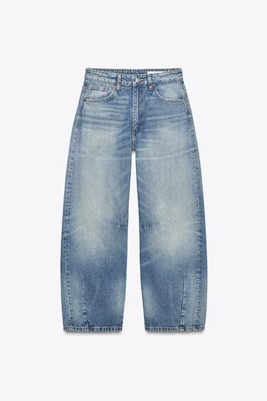 JEANS TRF 배기 벌룬 미드라이즈 - Zara 블루