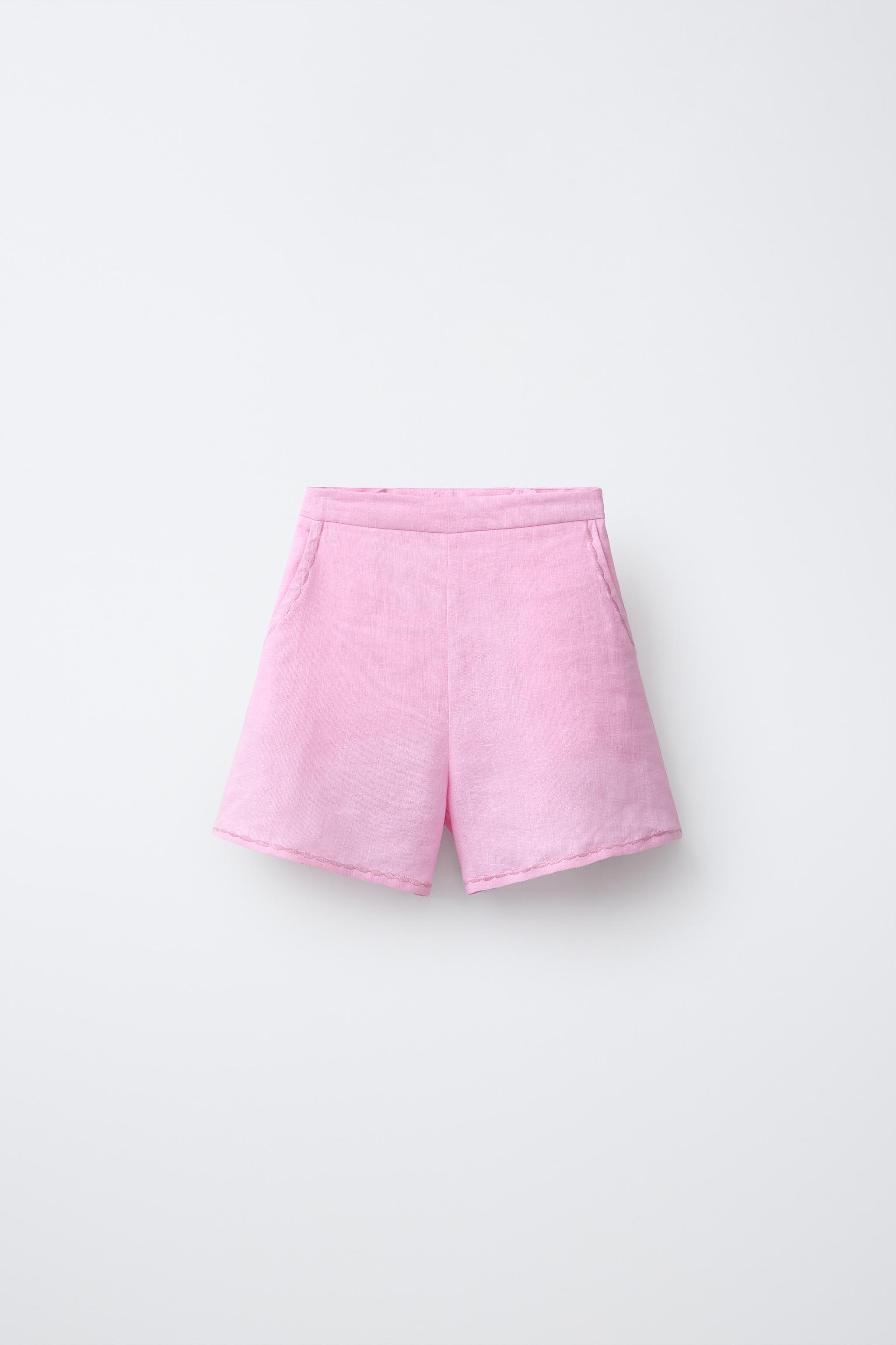 100% LINEN SHORTS - Pink | ZARA United States