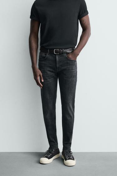 JEANS SKINNY FIT - E zezë nga Zara