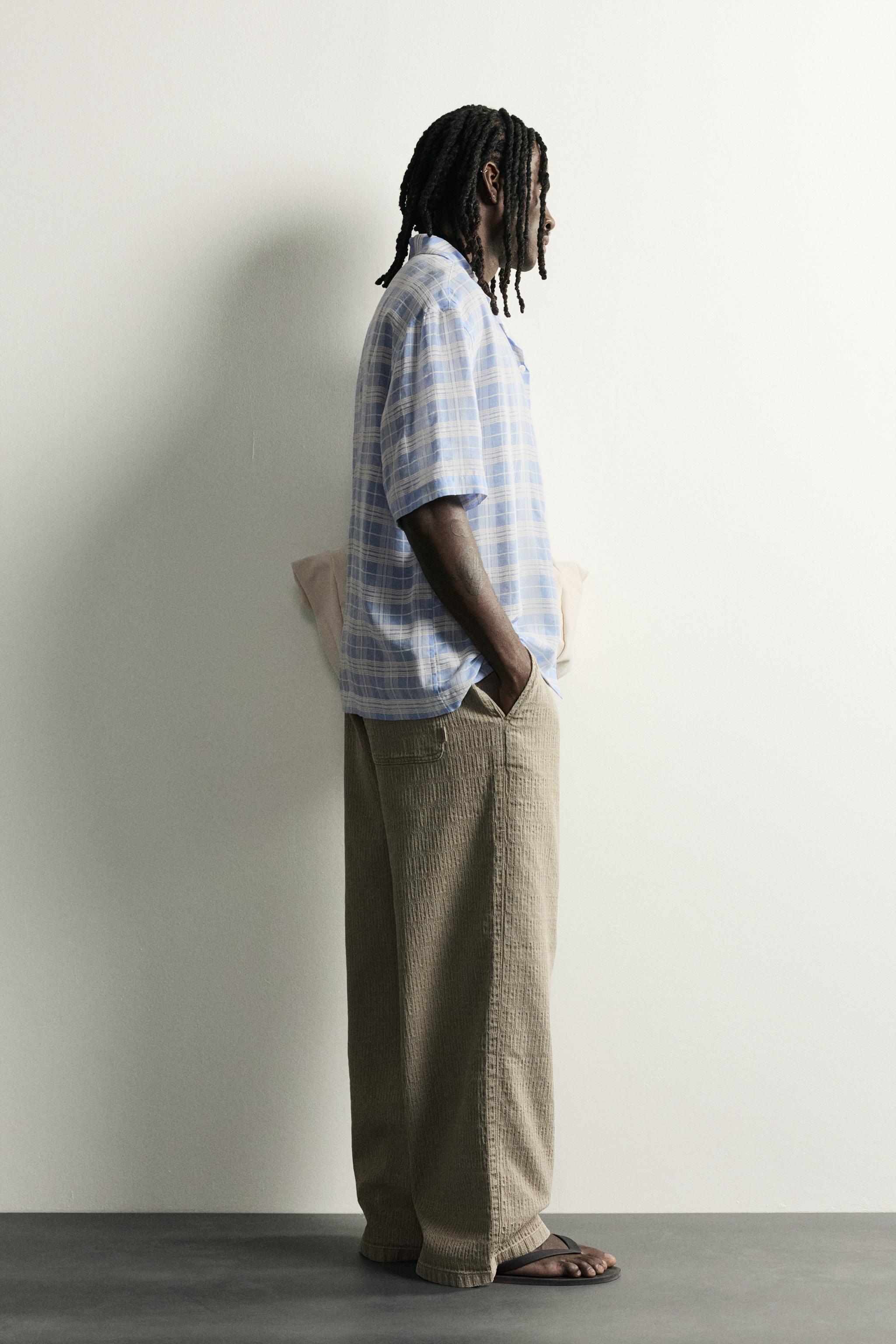 WASHED JACQUARD RELAXED FIT PANTS