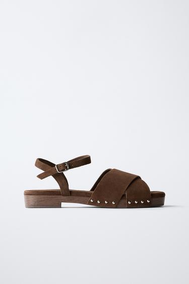 SOCAS DE PELE COM SOLA FINA - Castanho da Zara