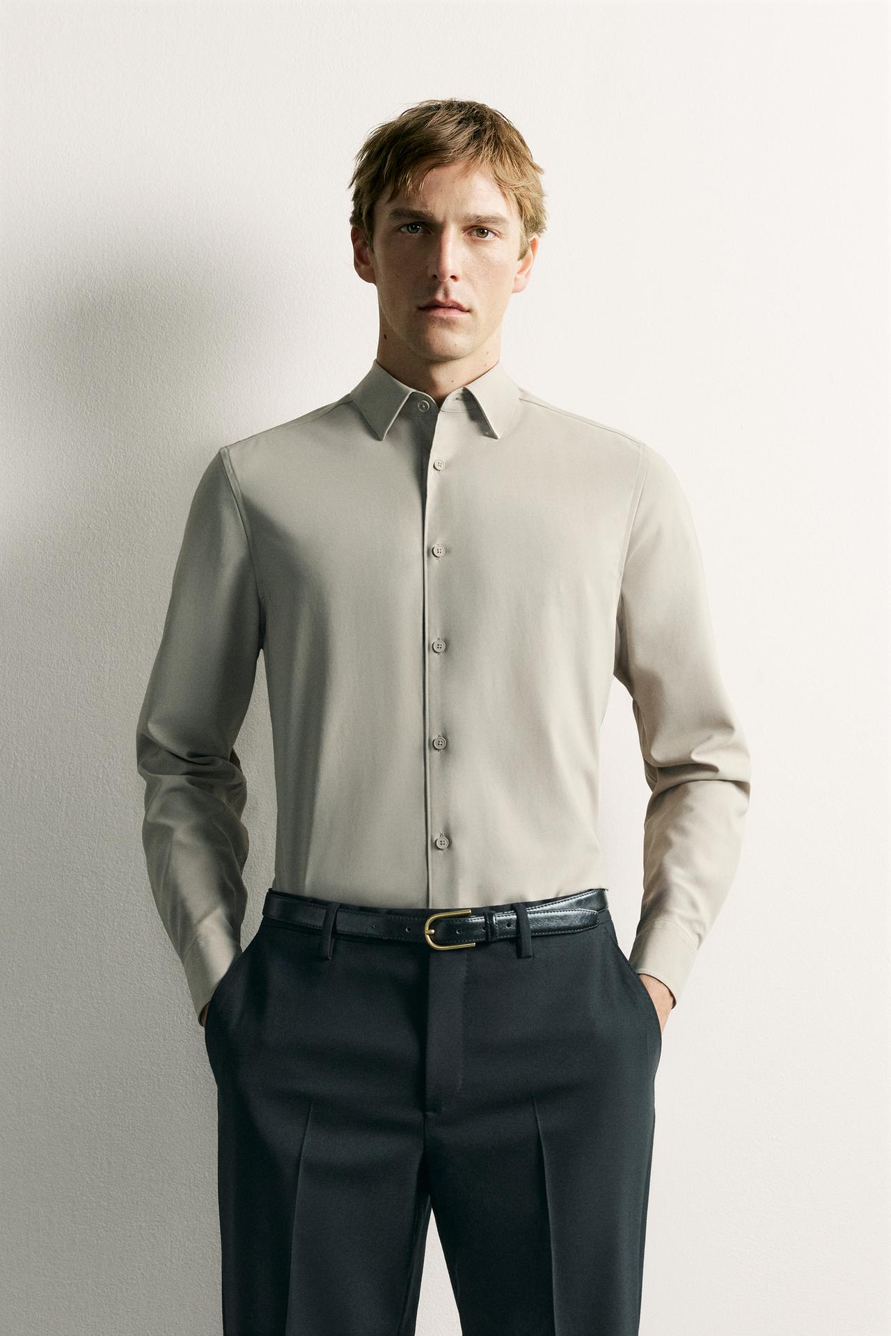 SLIM FIT SHIRT — Sand