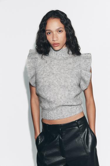 CHALECO PUNTO VOLANTES - Gris de Zara