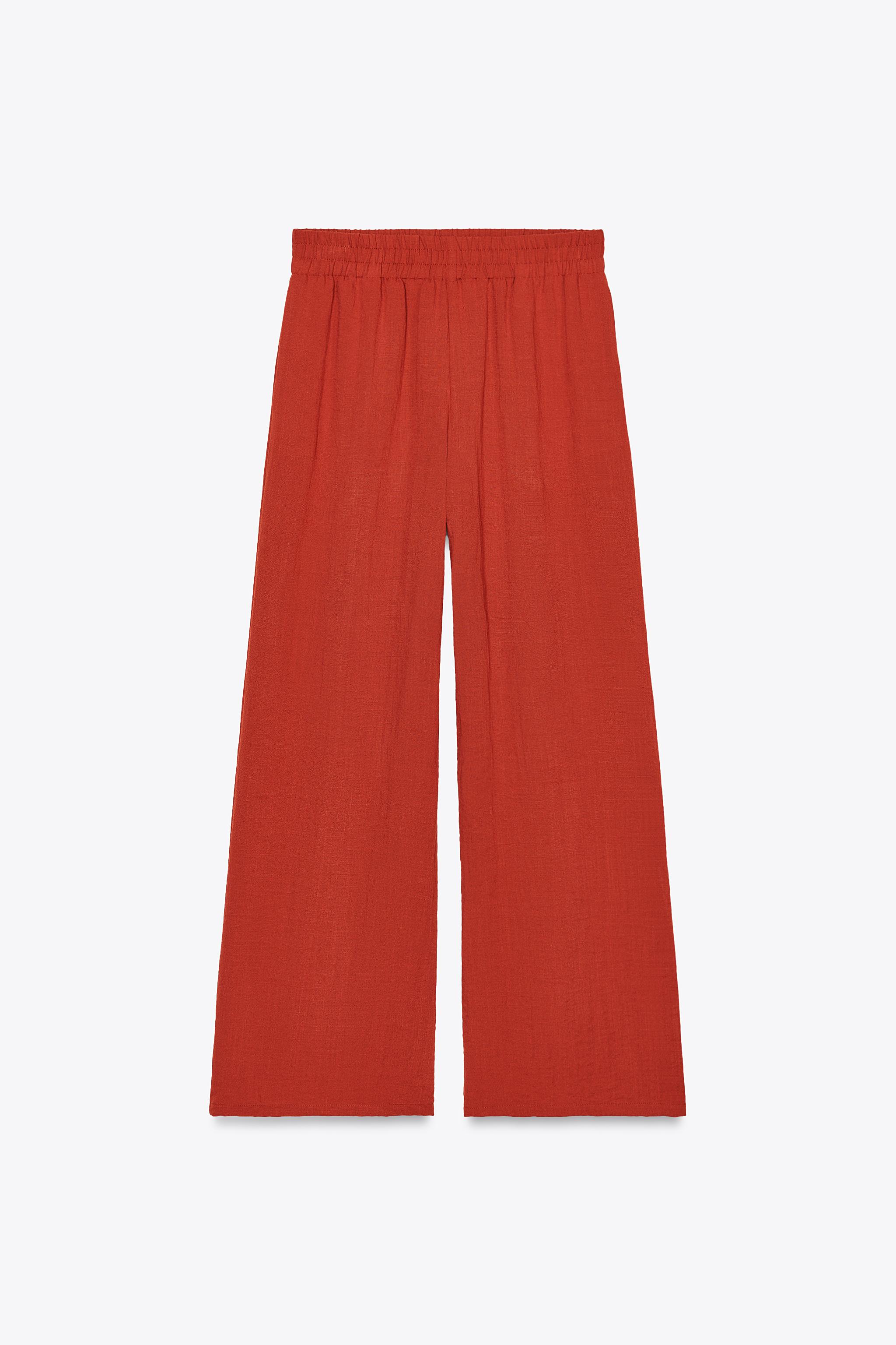 【ZARA】ラスティック ワイドレッグパンツ 2116/741/700 ラスティック ワイドレッグパンツ - テラコッタ | ZARA Japan / 日本