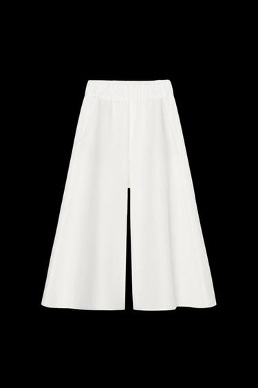 HOSE MIT WEITEM BEIN UND LEINENANTEIL ZW COLLECTION - Weiß von Zara - Bild 0