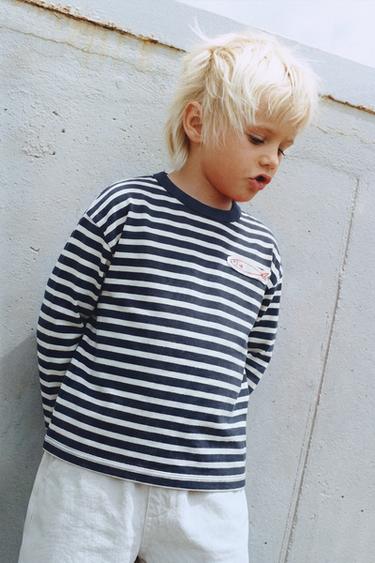 SARDINE STRIPE T-SHIRT - Navy blue by Zara