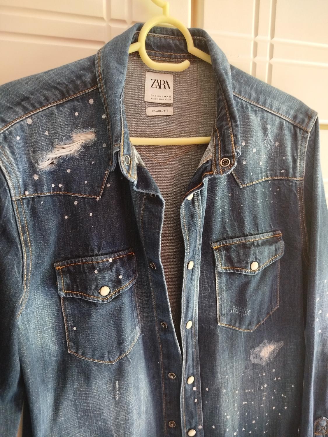 DENIM OVERSHIRT WITH PAINT SPLATTER DETAIL - Image 5