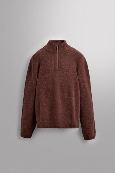 CONTRAST QUARTER-ZIP SWEATER - Brick by Zara