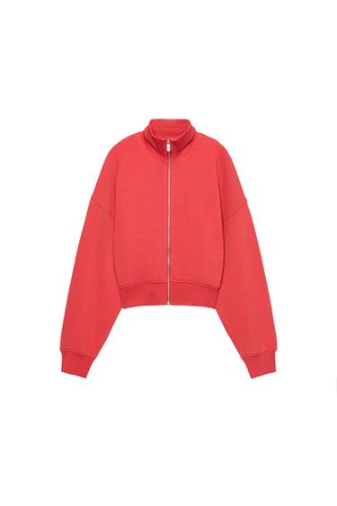 SUDADERA CREMALLERA - Rojo de Zara