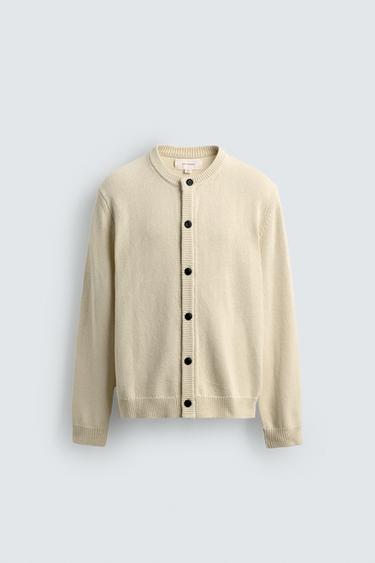 REGULAR FIT COTTON/LINEN CARDIGAN - Light beige by Zara