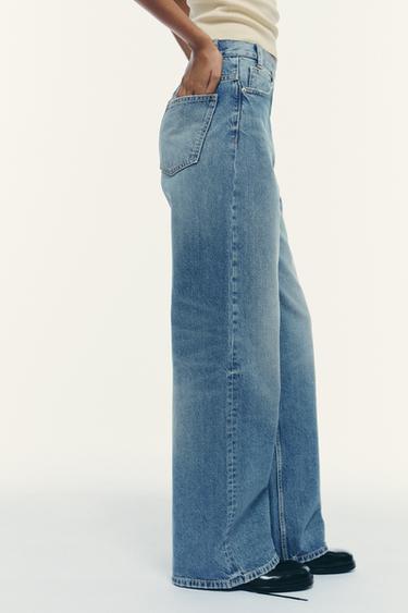 TRF WIDE-LEG HIGH-WAIST JEANS WITH CROSSOVER WAIST - Blue by Zara - Image 3