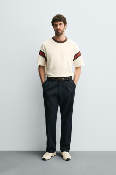 CAMISETA RIB BANDAS - Crudo de Zara - Imagen 0