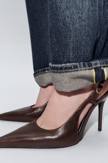 LEATHER HIGH-HEEL SHOES - Burgundy Red by Zara - Image 1