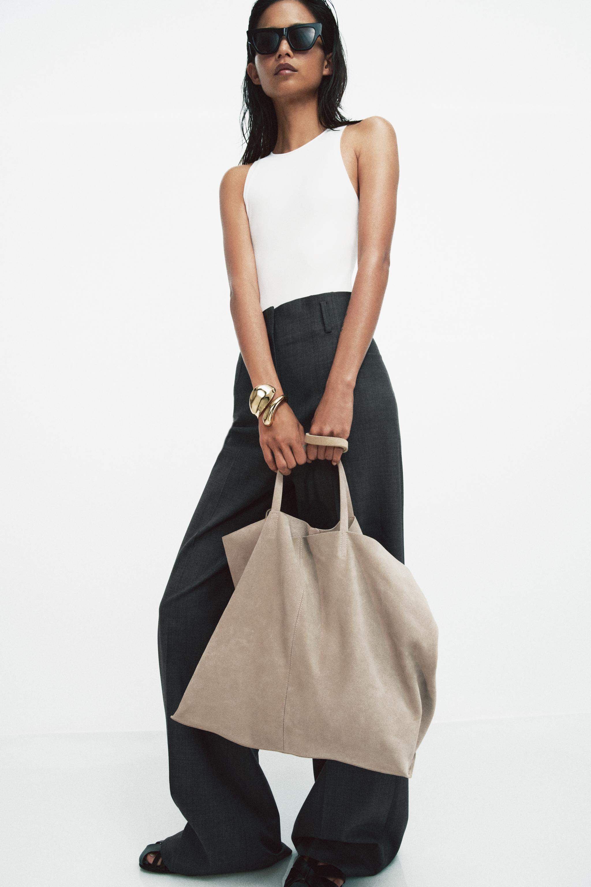 スプリットスエードマキシトートバッグ - ブルー | ZARA Japan / 日本