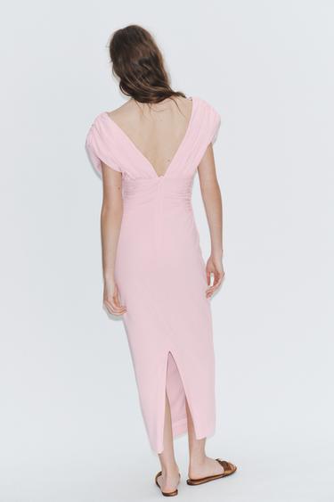 GATHERED MIDI DRESS - Mid-pink by Zara