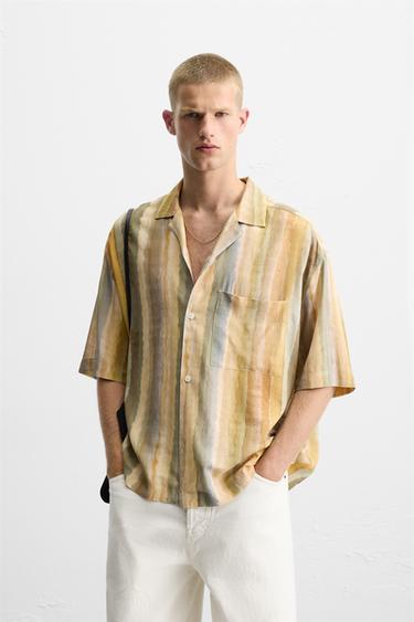 STRIPE PRINT SHIRT - Orange by Zara