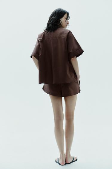 POPLIN MINI SHORTS - Dark brown by Zara - Image 4