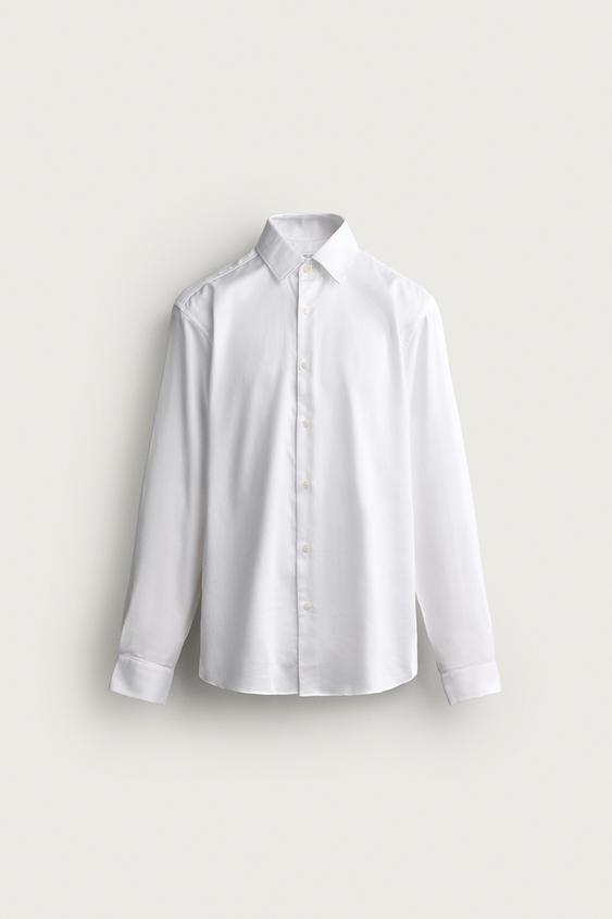 CAMISA SLIM FIT ESTRUCTURA - Blanco de Zara - Imagen 0