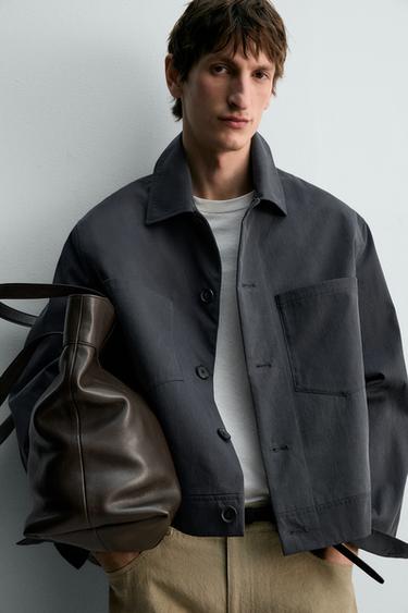 RELAXED FIT COTTON JACKET - Blue / Grey by Zara - Image 5