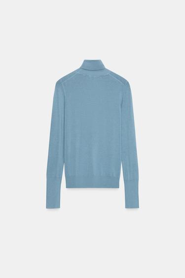 BASIC HIGH NECK KNIT SWEATER - Mid-blue by Zara - Image 2