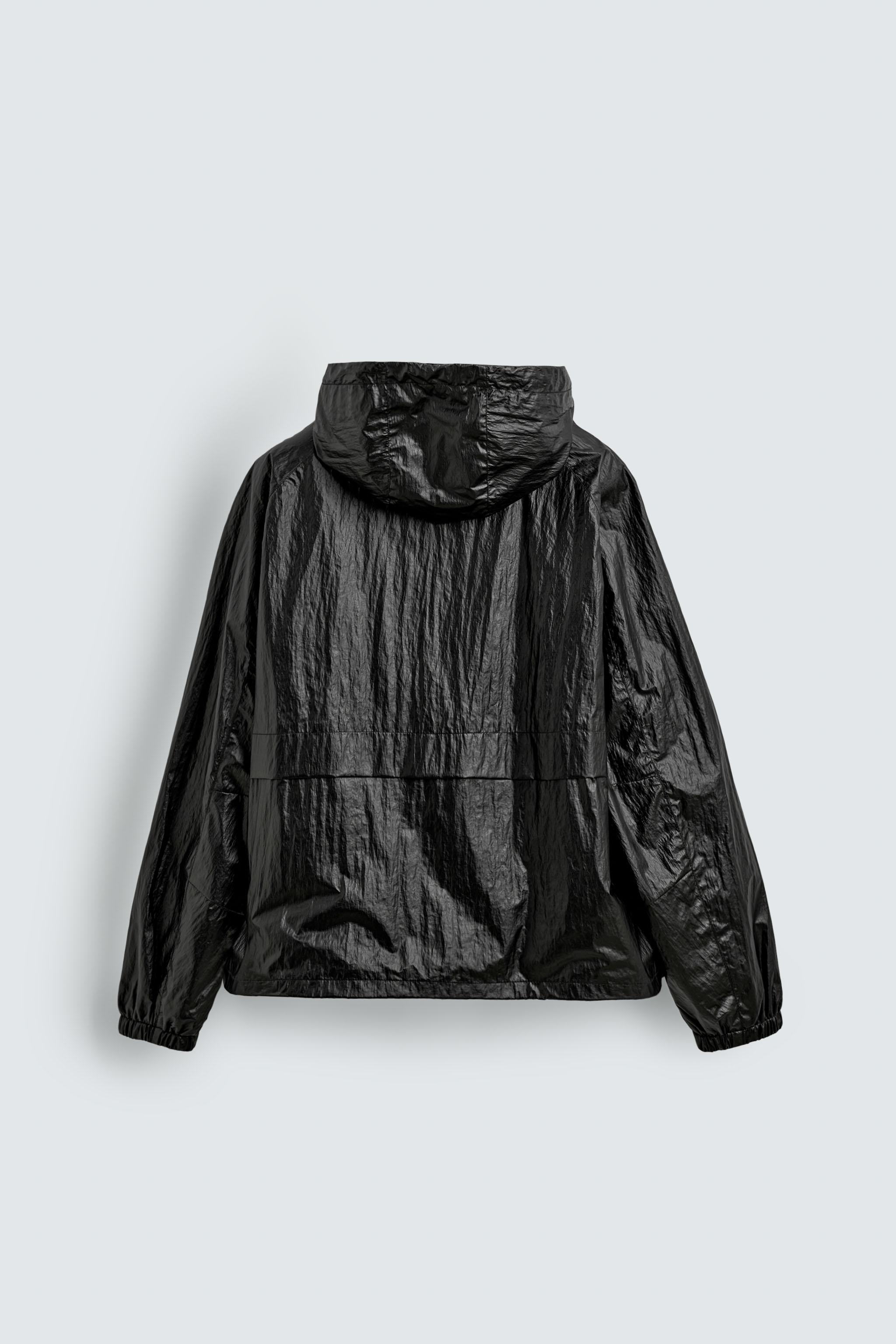 ZARA ライトブルー フード付きジャンパー 取り外し可能な襟付きキルティングパーカ - ネイビーブルー