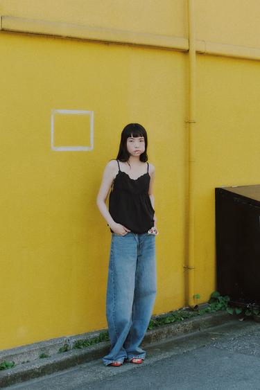 자수 탑 - Zara 블랙