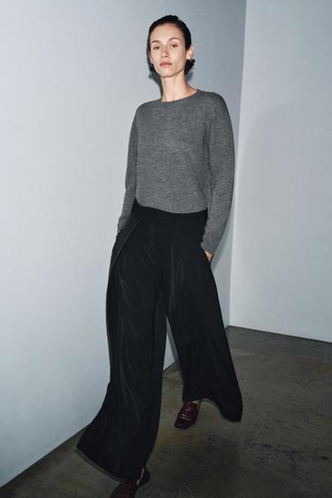 ZW COLLECTION PLEATED TROUSERS - Black by Zara
