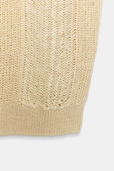 KNIT V-NECK WAISTCOAT TOP - Ecru by Zara - Image 10