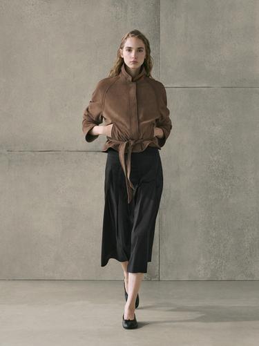 Zara Cotton blend box pleat midi skirt - Black