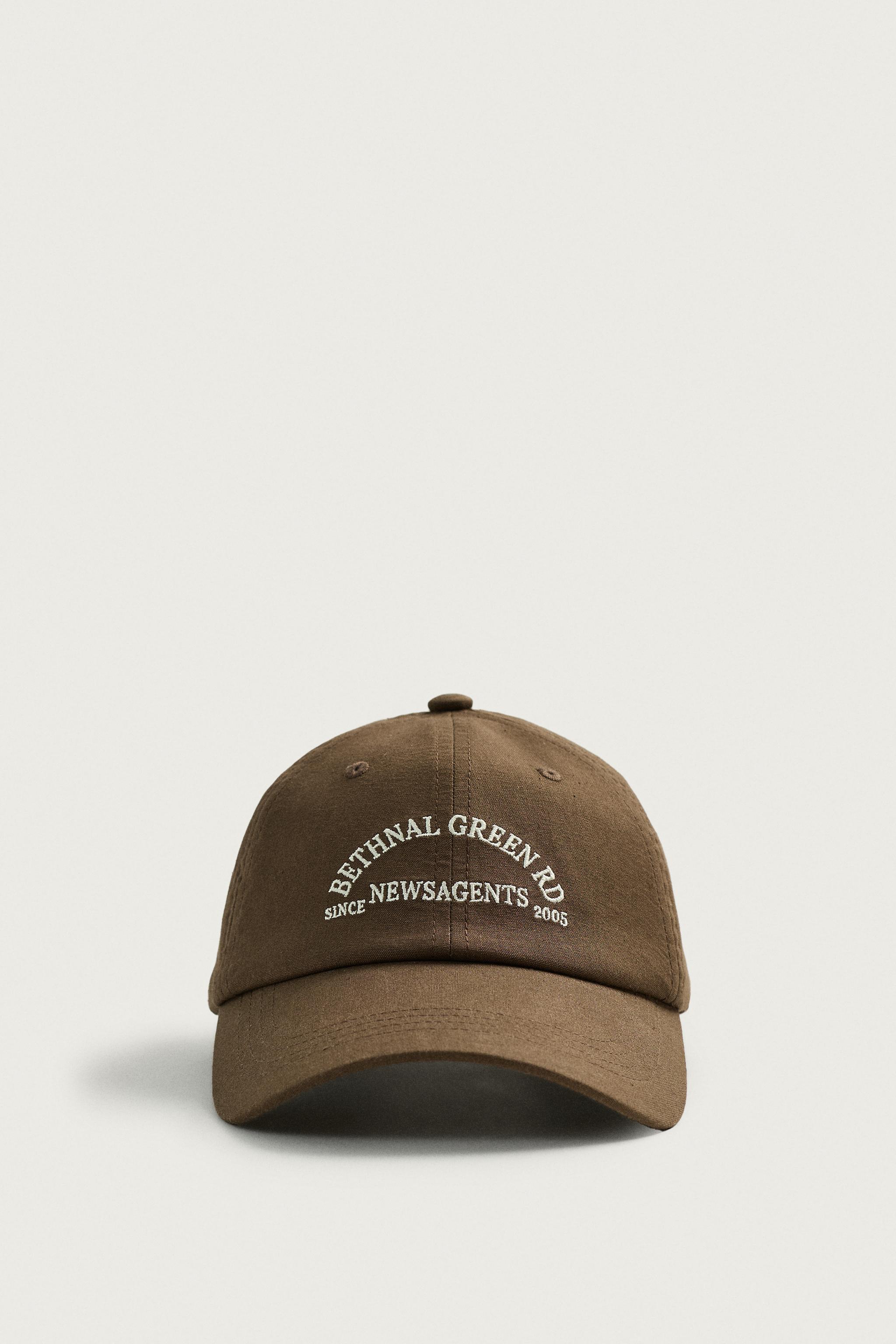 EMBROIDERED TEXT CAP — Brown