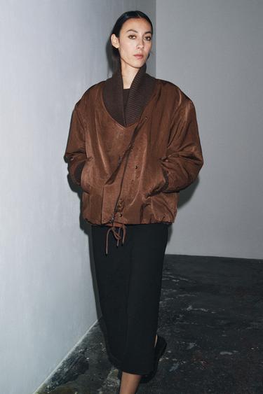 ZW COLLECTION – JACKE MIT RIPPSTRUKTUR - Braun von Zara