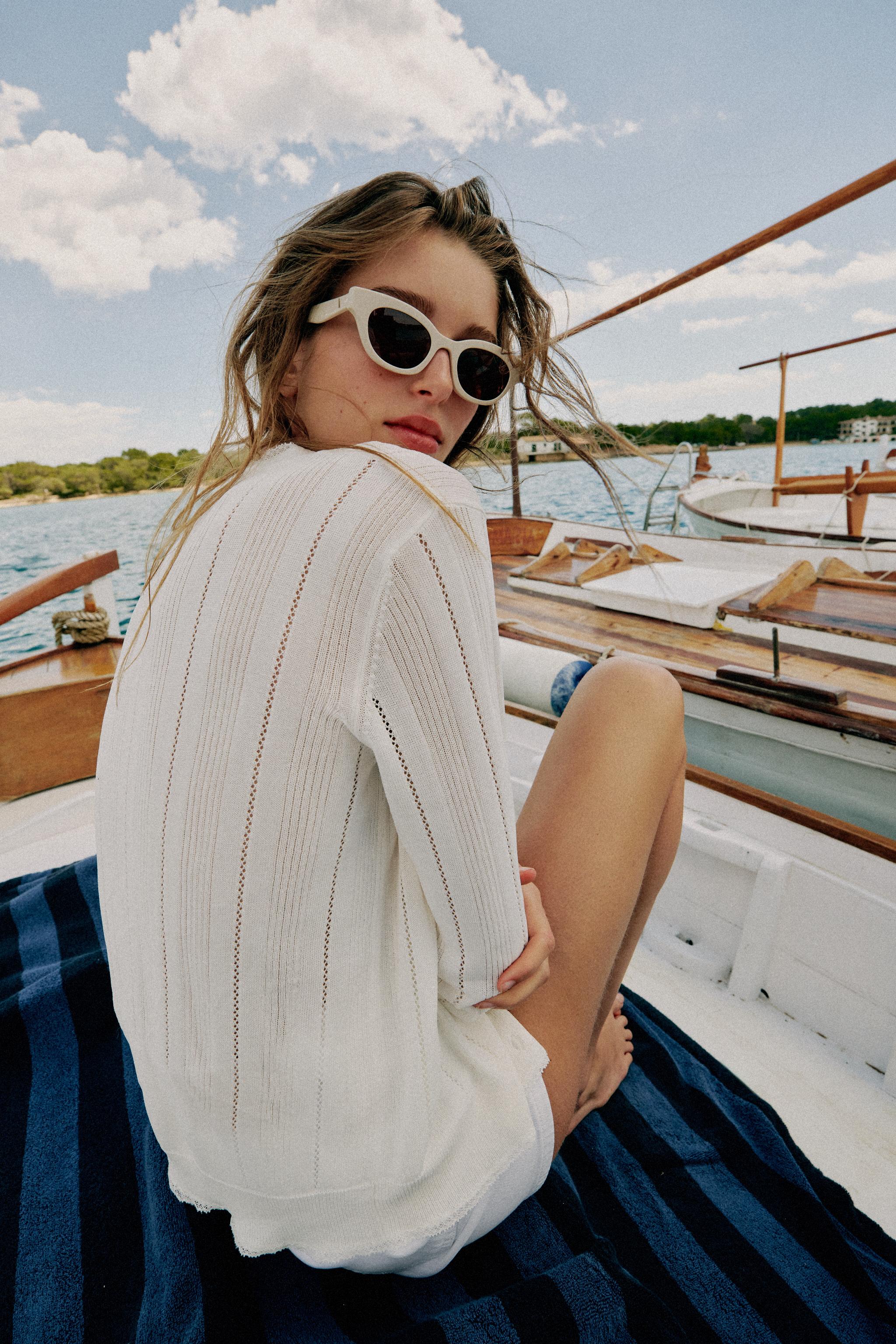 POINTELLE KNIT CARDIGAN