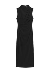 green emerald velvet dress Zara Gathered Maxi Dress-GOLD / 4